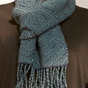 Alpaca Scarf Green Blue Pattern